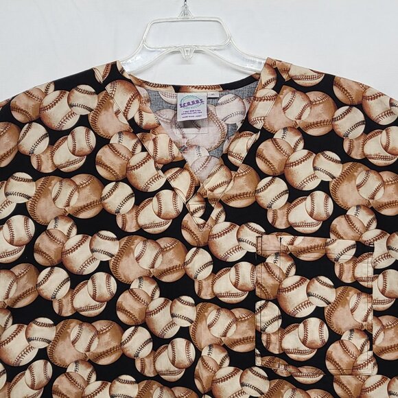 Vintage SCRUBS Medical Top Baseball Print Short Sleeve Relaxed Fit Cotton - Picture 2 of 11
